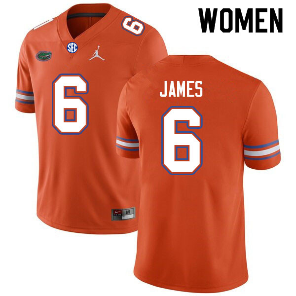 Women #6 Shemar James Florida Gators College Football Jerseys Sale-Orange - Click Image to Close